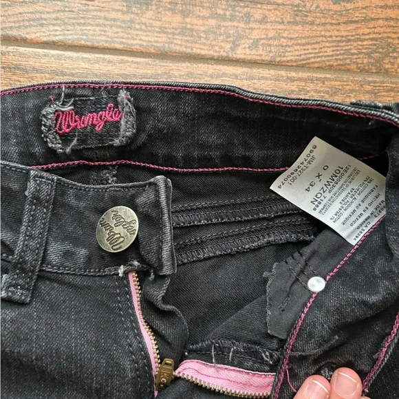 Wrangler Woman Bootcut Jeans Black Washed Size 0x34 - Picture 5 of 5